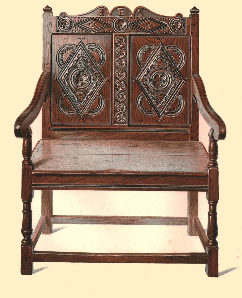 Galli meşe çift kişilik sandalye, 1904 by Shirley Charles Llewellyn Slocombe