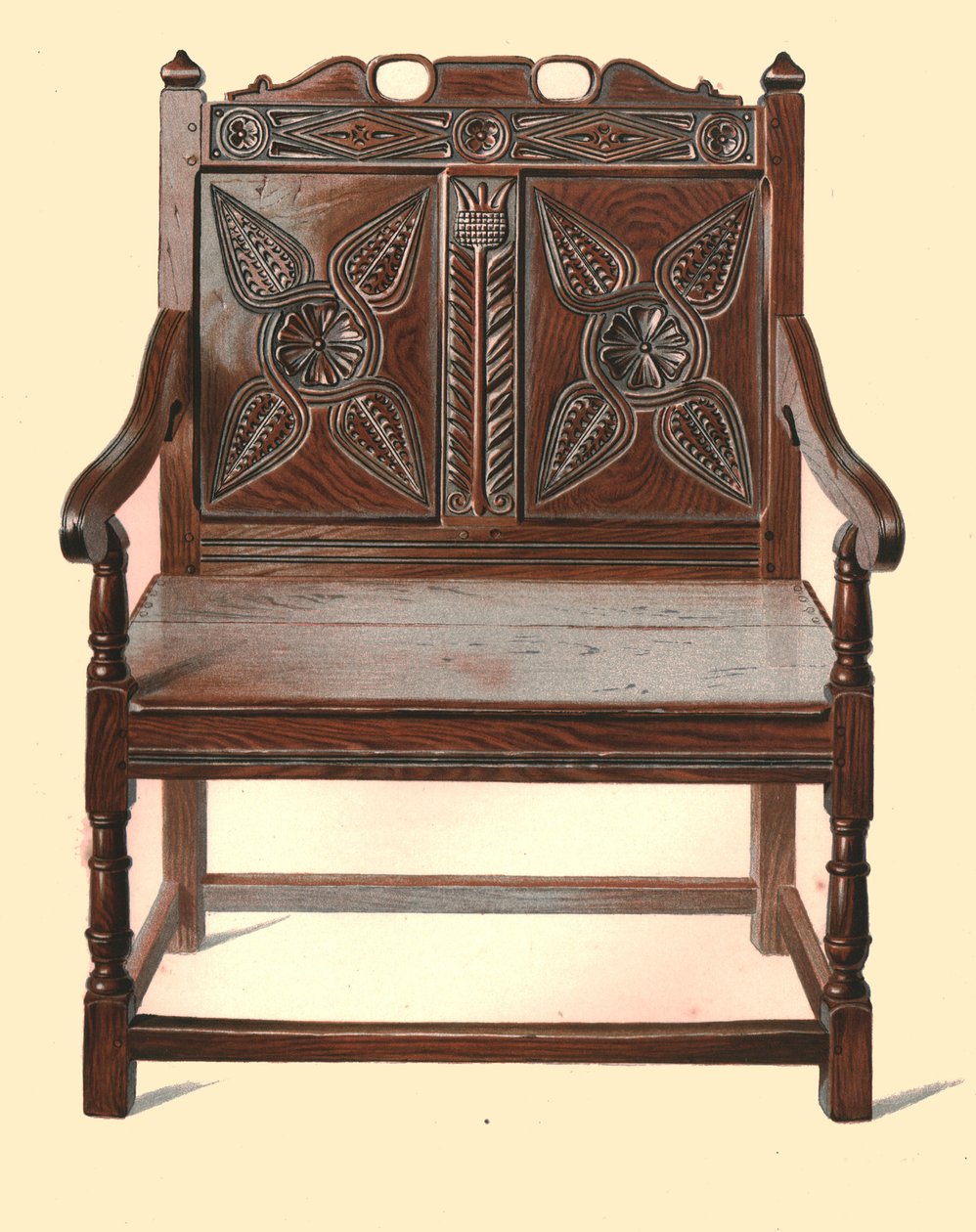 Galli meşe çift kişilik sandalye, 1904 by Shirley Charles Llewellyn Slocombe