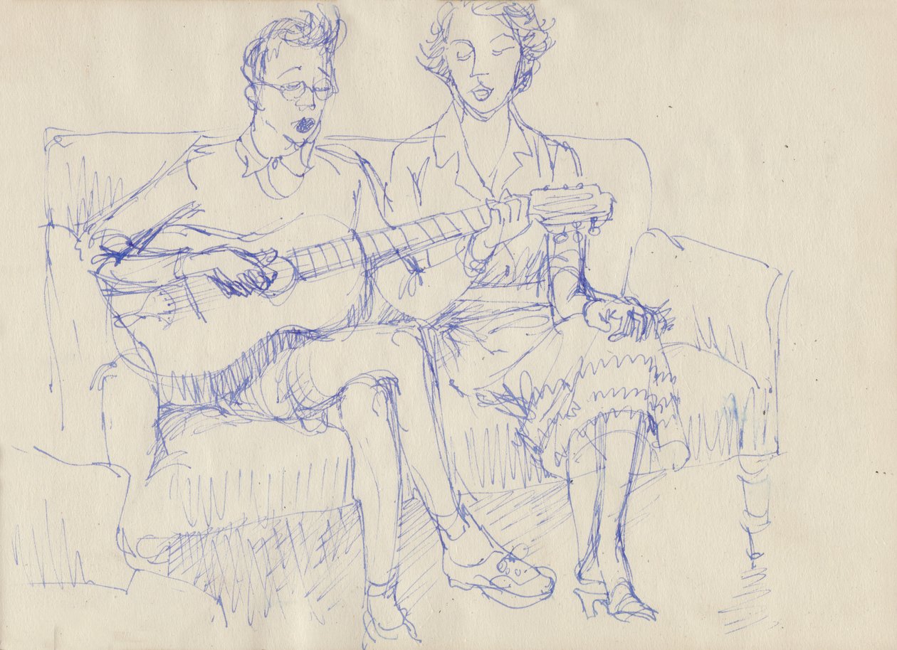 Gitarlı bir çift, c1950. by Shirley Markham