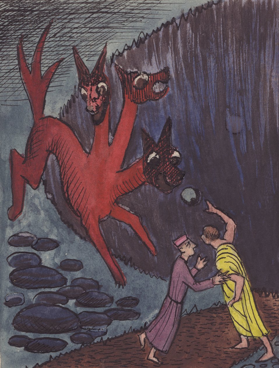 Dante ve Virgil ile üç başlı canavar, 1951. by Shirley Markham