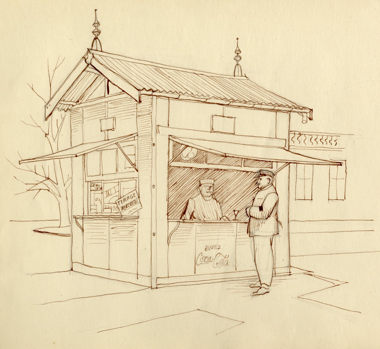 İçecek satan büfe, Paris, Fransa, c1951. by Shirley Markham