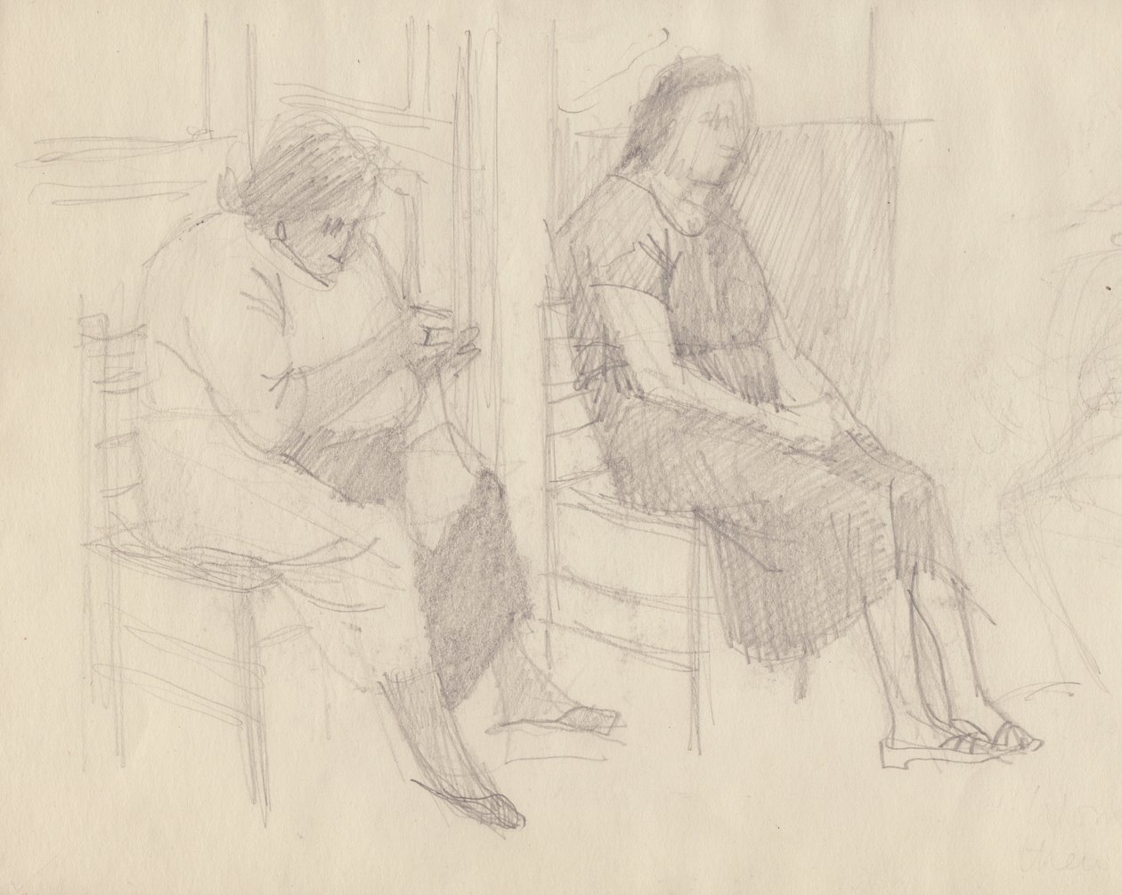 Örgü ören yaşlı kadınlar, İtalya, 1950. by Shirley Markham
