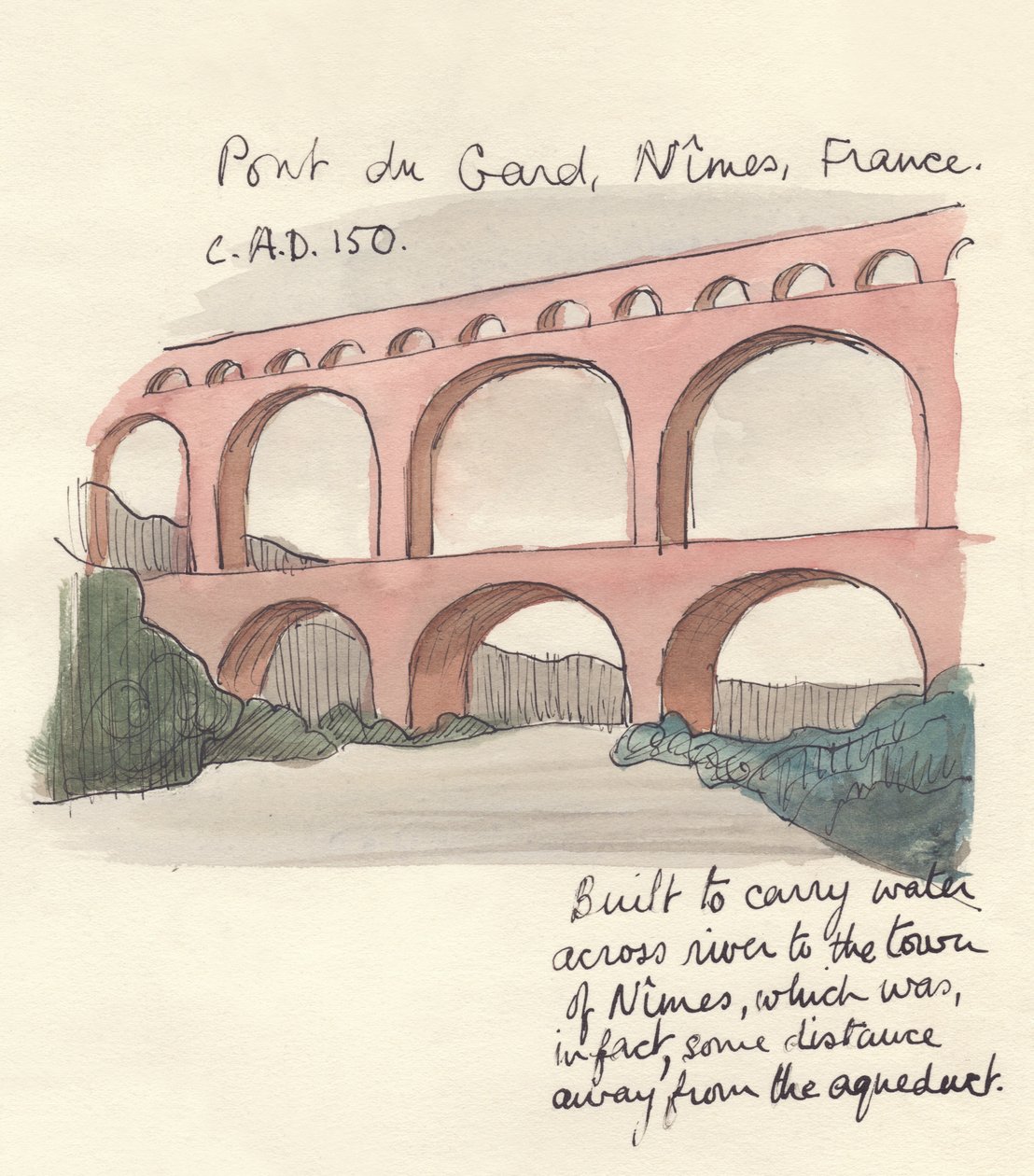 Pont du Gard, Nimes, Fransa, 1951. by Shirley Markham