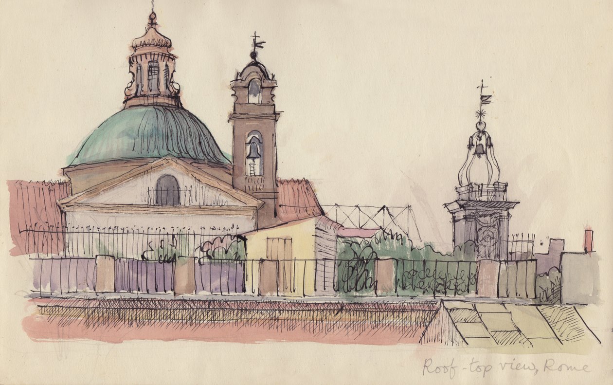 'Çatıdan görünüm, Roma, c1950. by Shirley Markham