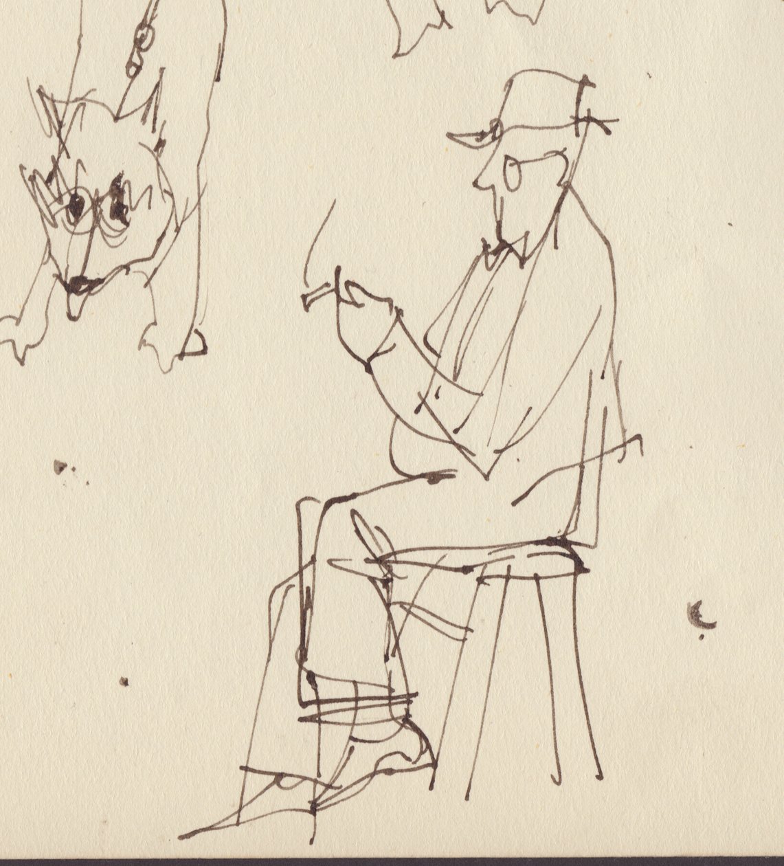 Oturan adam ve köpek çalışmaları, c1950. by Shirley Markham