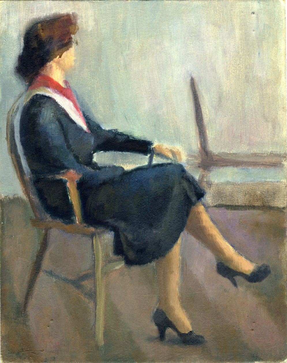 Lacivertli oturan kadın, 1952. by Shirley Markham