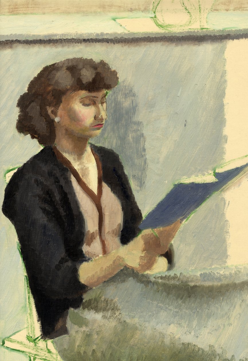 Oturan kadın okuma, c1953. by Shirley Markham