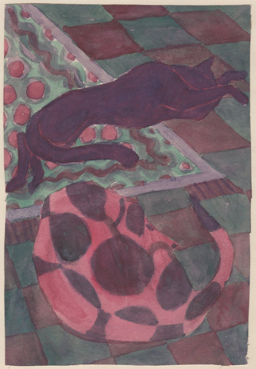 Uyuyan köpek ve kedi, c1951. by Shirley Markham