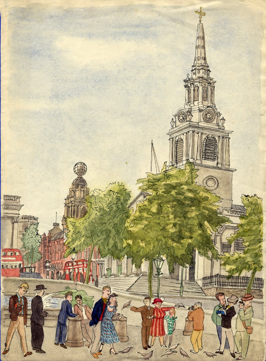 Trafalgar Meydanı, Londra, 1948. by Shirley Markham