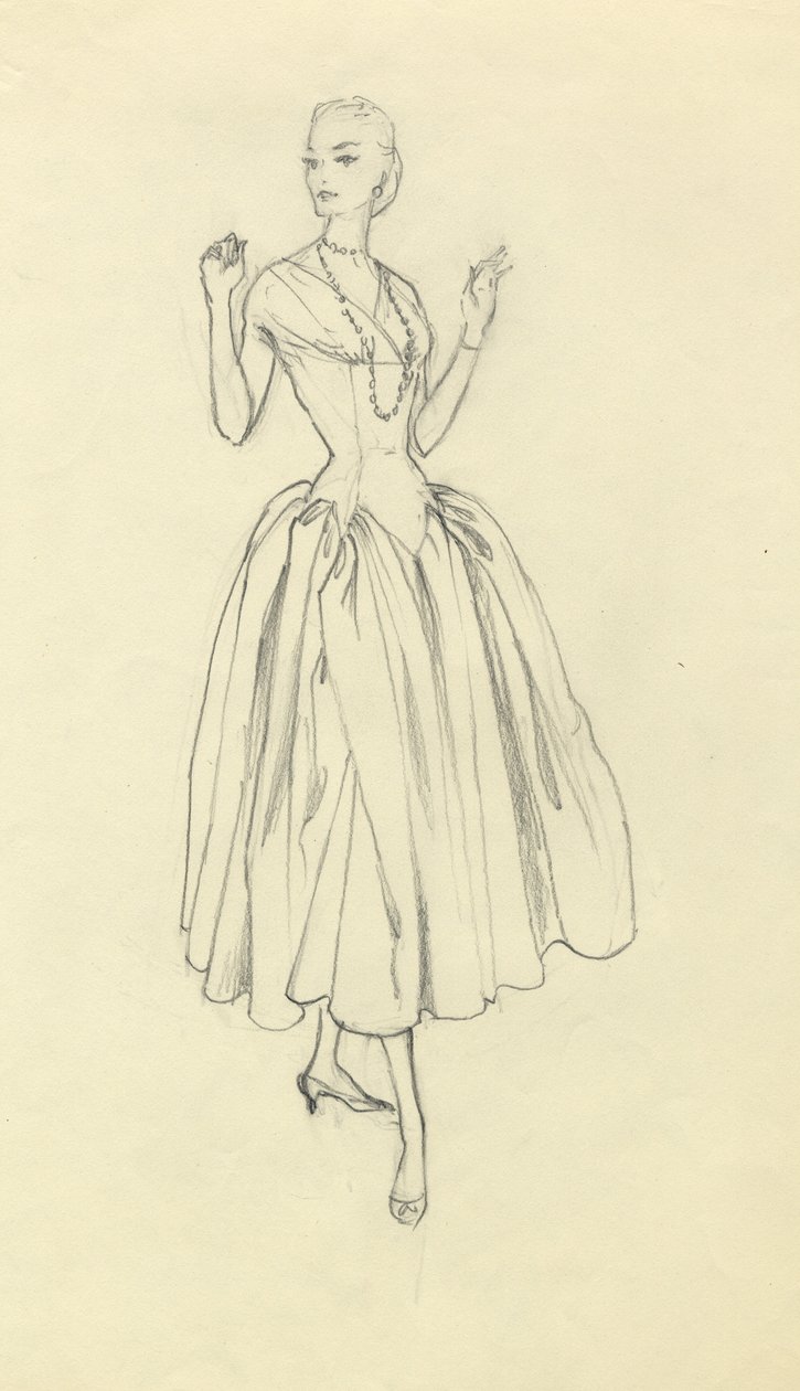 Dar belli elbiseli kadın, c1952. by Shirley Markham