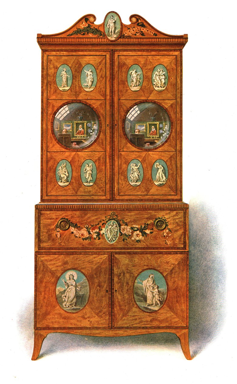 Boyalı Saten Ahşap Yazı Dolabı, 1908. by Shirley Charles Llewellyn Slocombe