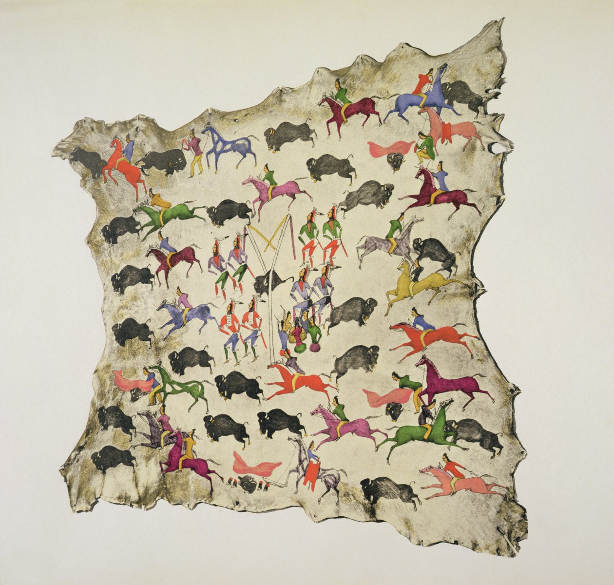 Bufalo avı (geyik derisindeki pigment) by Shoshone Katsikodi School