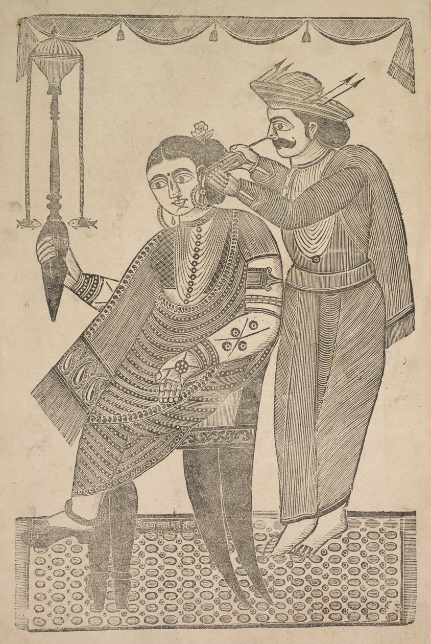 Bir Fahişenin Kulağını Temizleyen Bir Berber by Shri Gobinda Chandra Roy