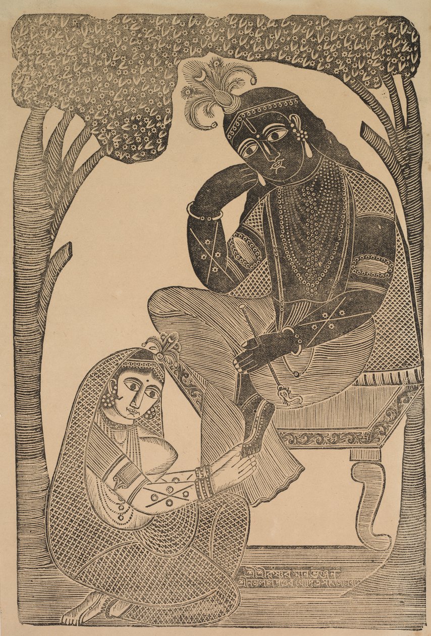 Radha Okşayarak Krishnas Ayakları, 1800