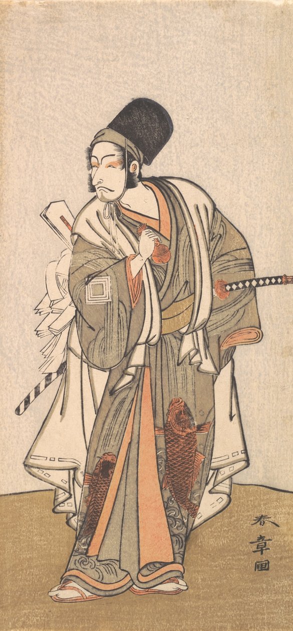 Ichikawa ailesinden bir aktörün ayakta duran figürü, muhtemelen Danjuro IV, 1726-1792. by Shunsho