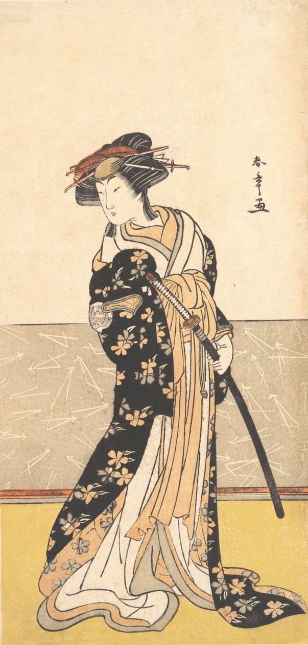 Aktör Nakamura Riko, Kılıçlı Bir Fahişe olarak, ca. 1780. by Shunsho