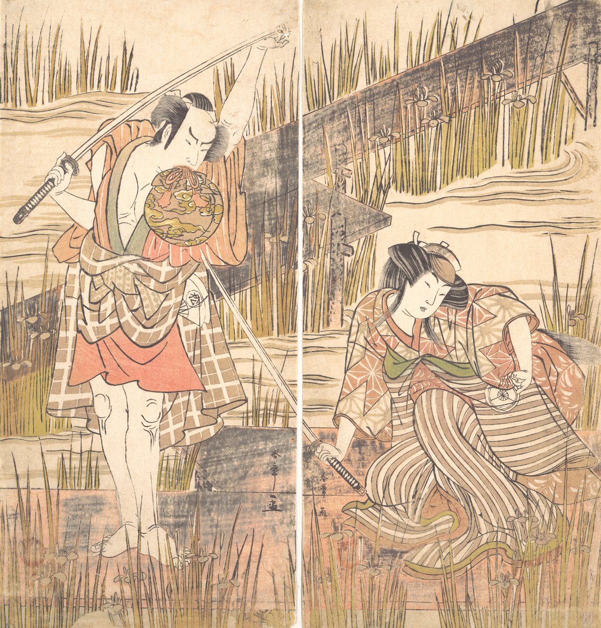 Oyuncu Onoye Matsusuke İki Eliyle Başının Üstünde Kılıcı Tutmuş, yaklaşık. 1778. by Shunsho