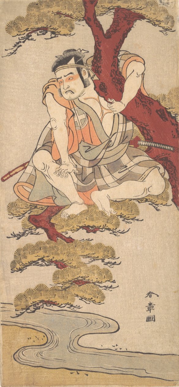 Aktör Otani Hiroemon III Bir Çam Ağacının Dallarından İzlemek..., yak. 1775. by Shunsho