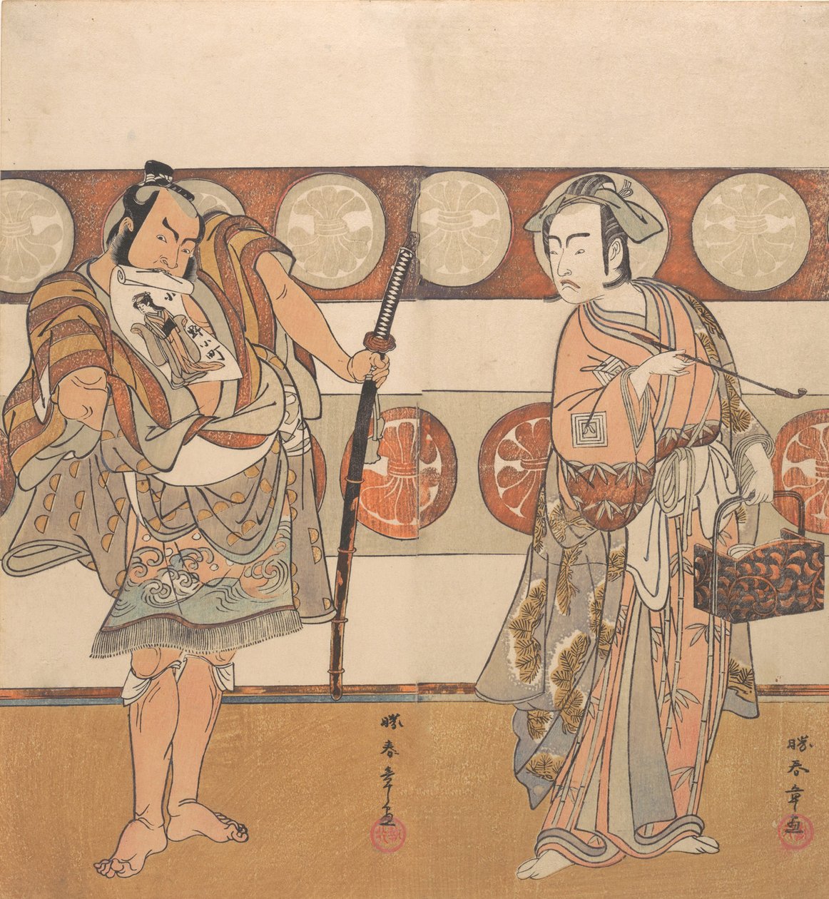 Aktörler Ichikawa Yaozo III ve Nakamura Sukegoro II, yaklaşık. 1791. by Shunsho