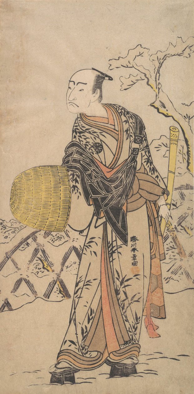 Bir Çitin Yanında Karda Duran Bir Komuso Olarak İlk Nakamura Nakazo, M.Ö. 1775. by Shunsho