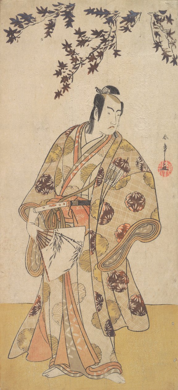 Bir Akçaağaç Altında Duran Bir Daimyo Olarak Üçüncü Ichikawa Yaozo, ca. 1783. by Shunsho