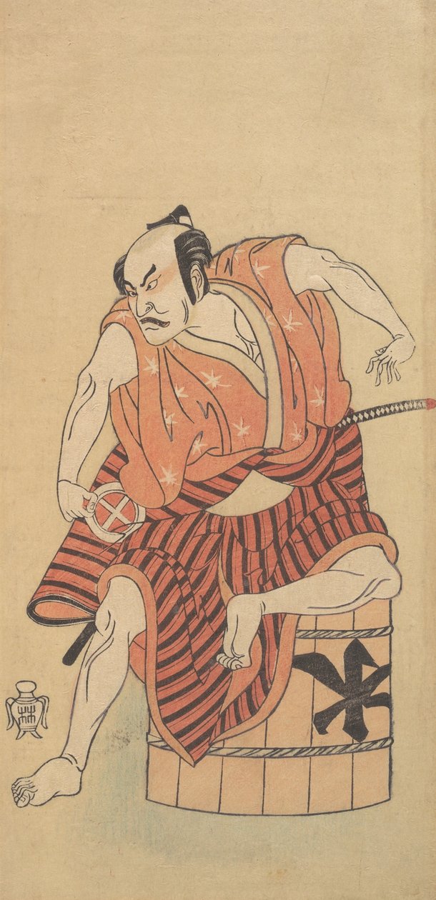 Üçüncü Otani Hiroemon, Ters Bir Küvet Üzerine Oturan Otokodate Olarak, 1768 veya 1769. by Shunsho