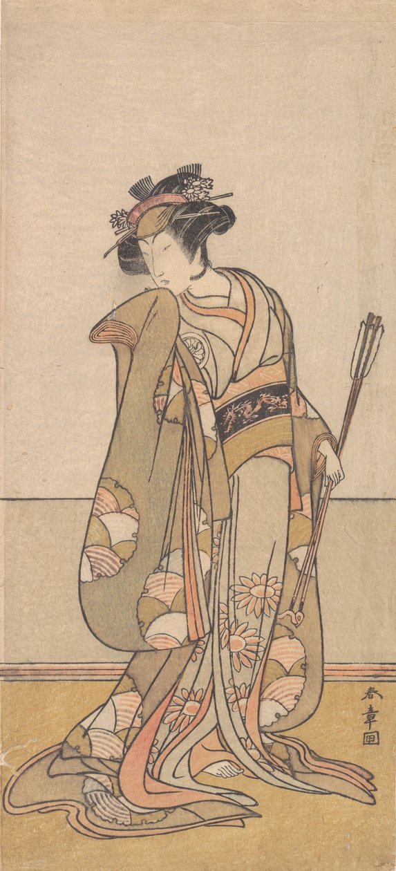 Sağa Doğru Yürüyen Bir Kadın Olarak Üçüncü Segawa Kikunojo, 1774 veya 1775. by Shunsho