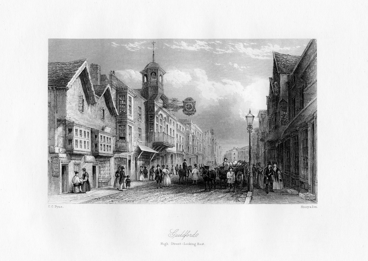 Guildford High Street, Guildford, Surrey, 19. yüzyıl. by Shury and Son