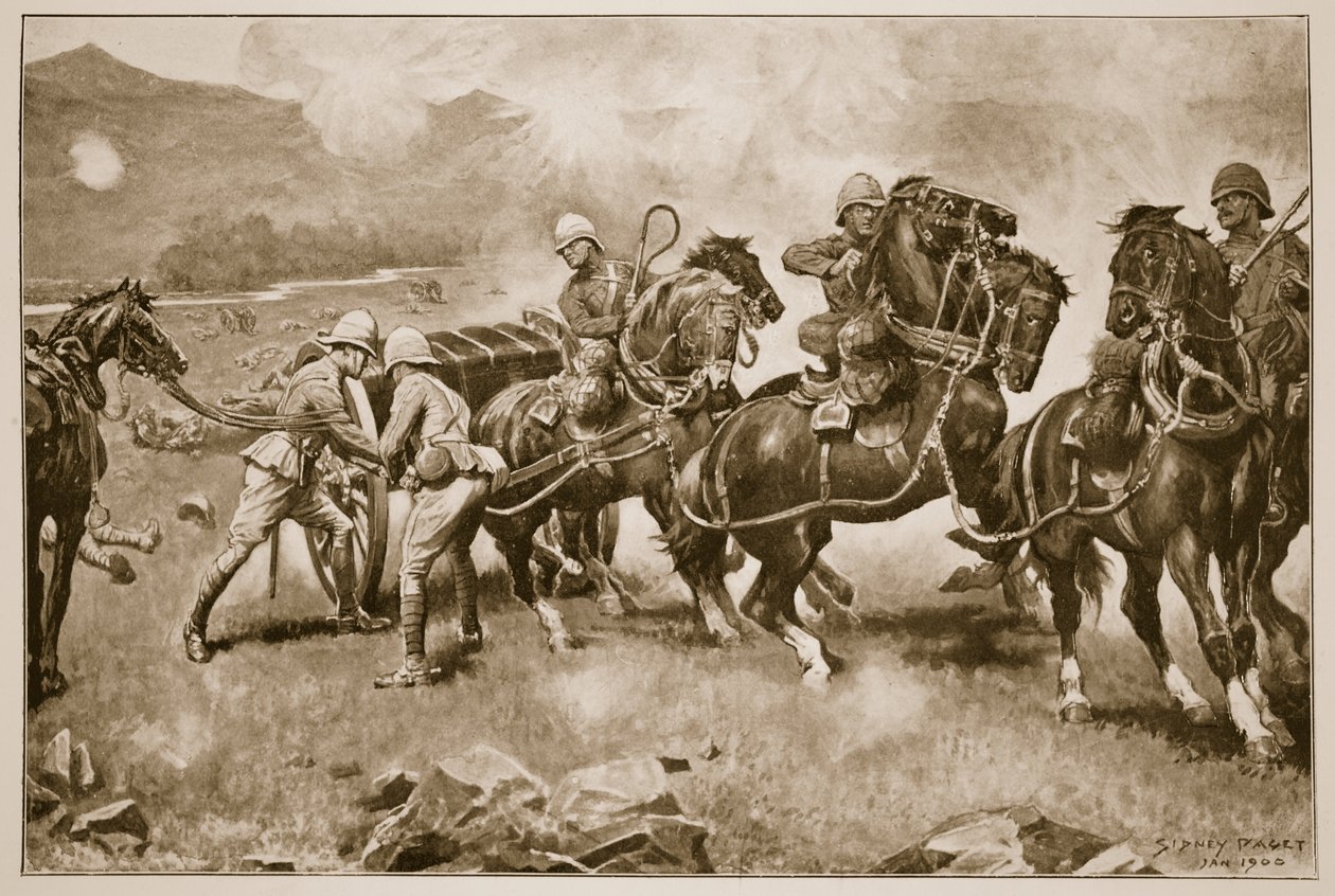 Colenso Savaşı - 14. ve 66. pillerin silahlarını kurtarmak için son umutsuz girişim, 1900 by Sidney Paget