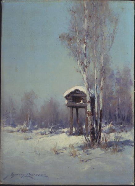 Indian Cache, Alaska (tuval üzerine yağlı boya) by Sidney Laurence