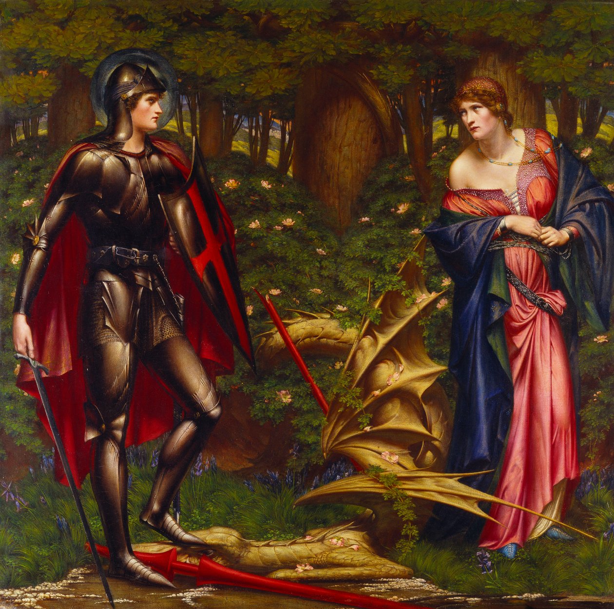 Aziz George ve Ejderha (tuval üzerine yağlı boya) by Sidney Meteyard