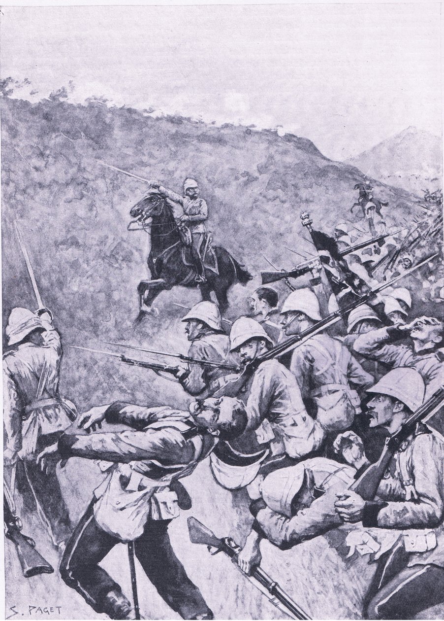 Langs Nek, 28 Ocak 1881 (1. Boer Savaşı), İngiliz Kara ve Deniz Savaşlarından bir çizim, 1915 by Sidney Paget