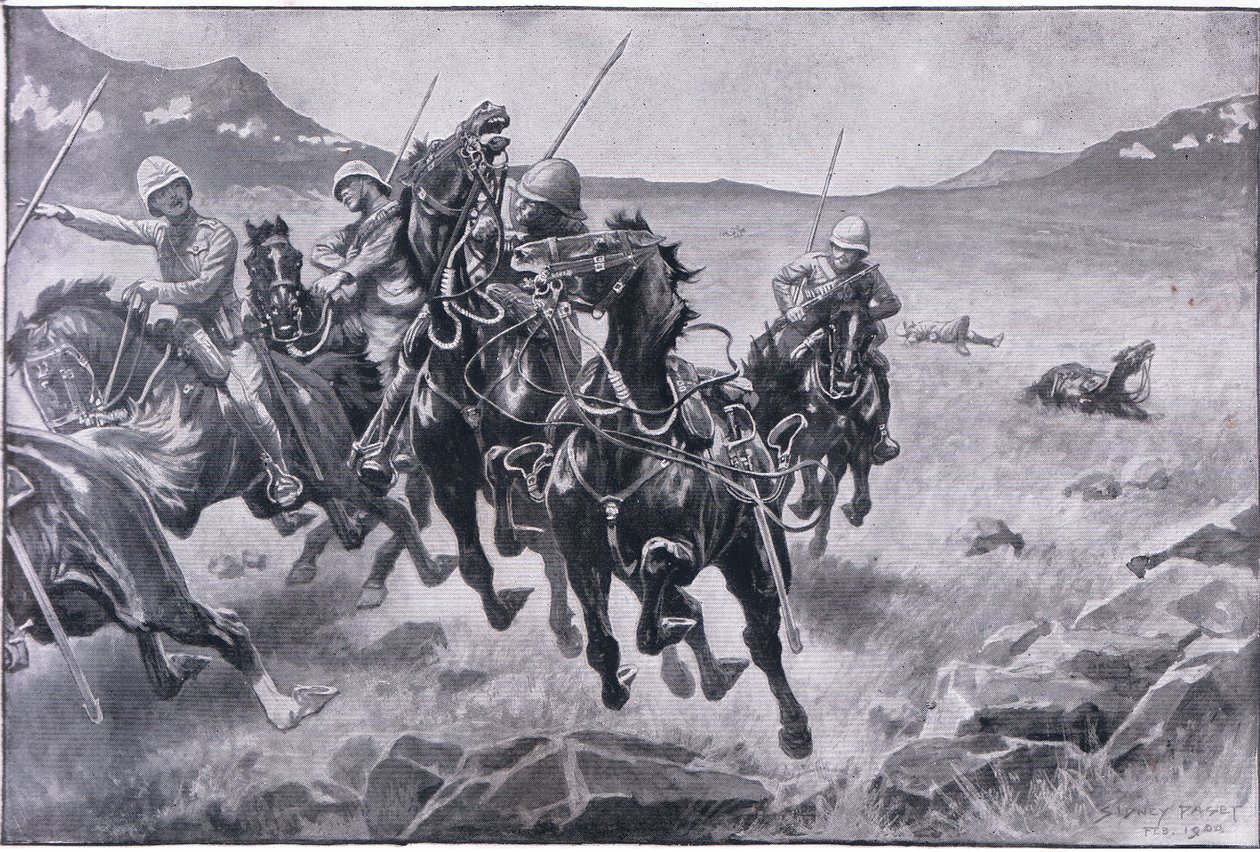 Eldiveni çalıştırmak: çapraz ateş altında bir mızraklı devriye (lito) by Sidney Paget