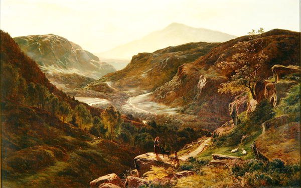 Oğlan ve kız bir sürüye bakıyor by Sidney Richard Percy
