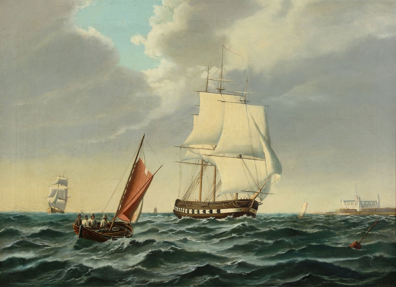 Limanda Kronborg ile giden savaş gemisi by Siegfried Hass