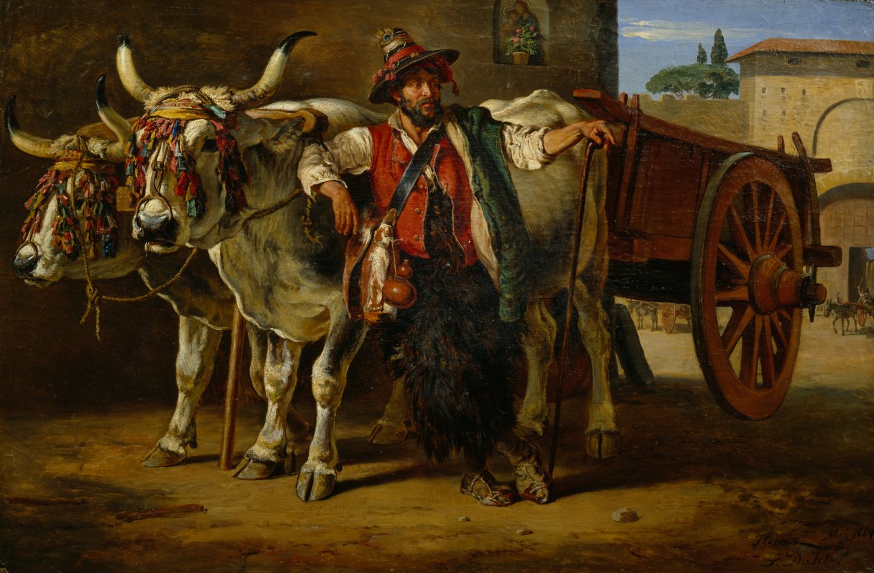 Boğa arabası olan adam, Floransa by Siegwald Johannes Dahl
