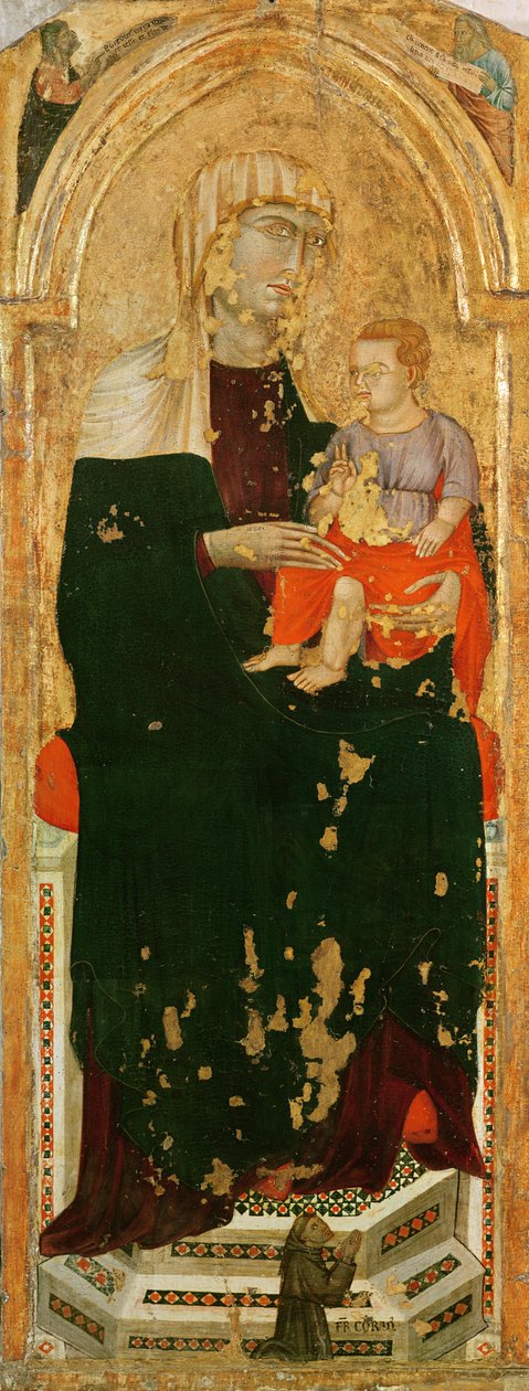 Bakire ve Çocuk ve Friar Corrado (panelde tempera) by Sienese School
