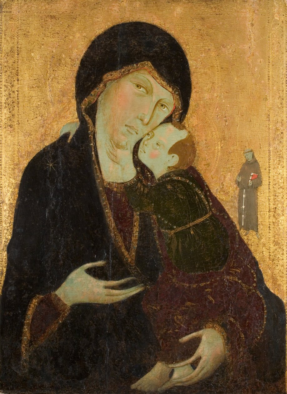 Aziz Francis ile Madonna ve Çocuk, 1285 dolayları (panelde mizaç) by Sienese School
