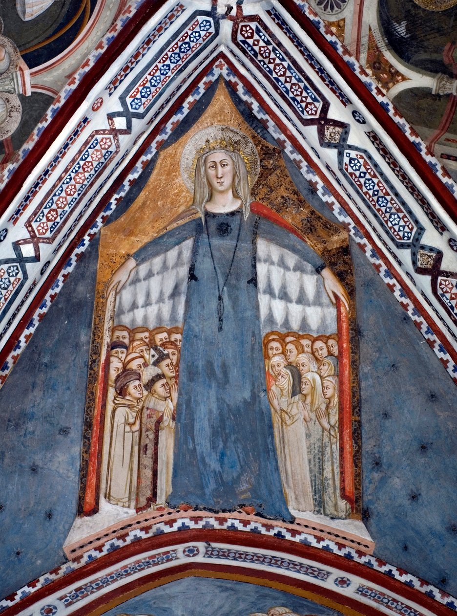 14. yüzyılda Siena Okulu tarafından yapılan Meryem Ana Kilisesi Fresk Meryem Ana Temsili - Aziz Benedetto Manastırı (Sacro Speco), Subiaco (Roma), İtalya by Sienese School