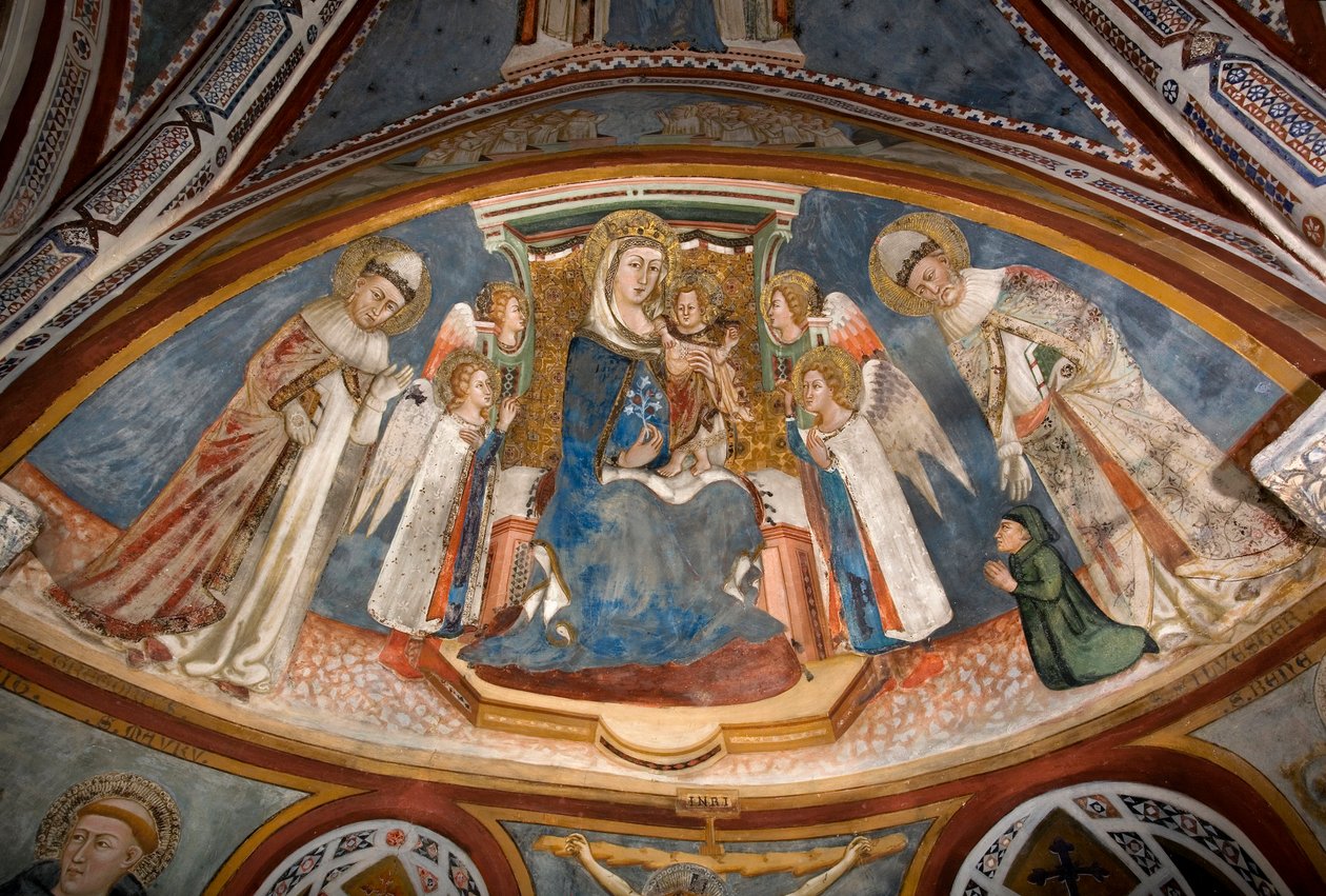 Siena Okulu Bakire ve Çocuk Freskleri by Sienese School