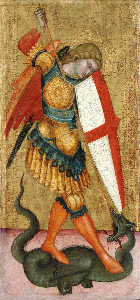 Aziz Michael ve Ejderha by Sienese School of the 14th century