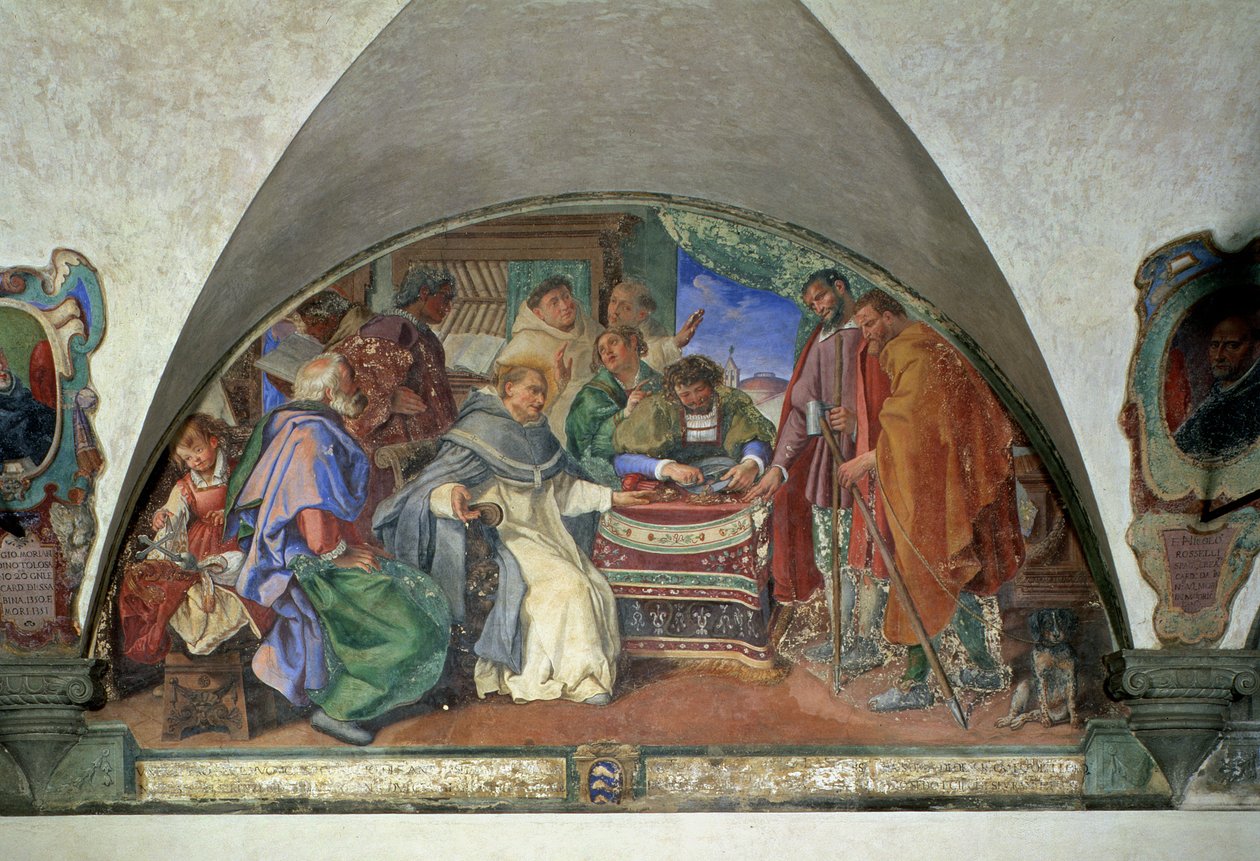 Aziz Antoninus İki Sahte Dilenciyi Uzaklaştırıyor, lunette, 1613 by Sigismondo Coccapani