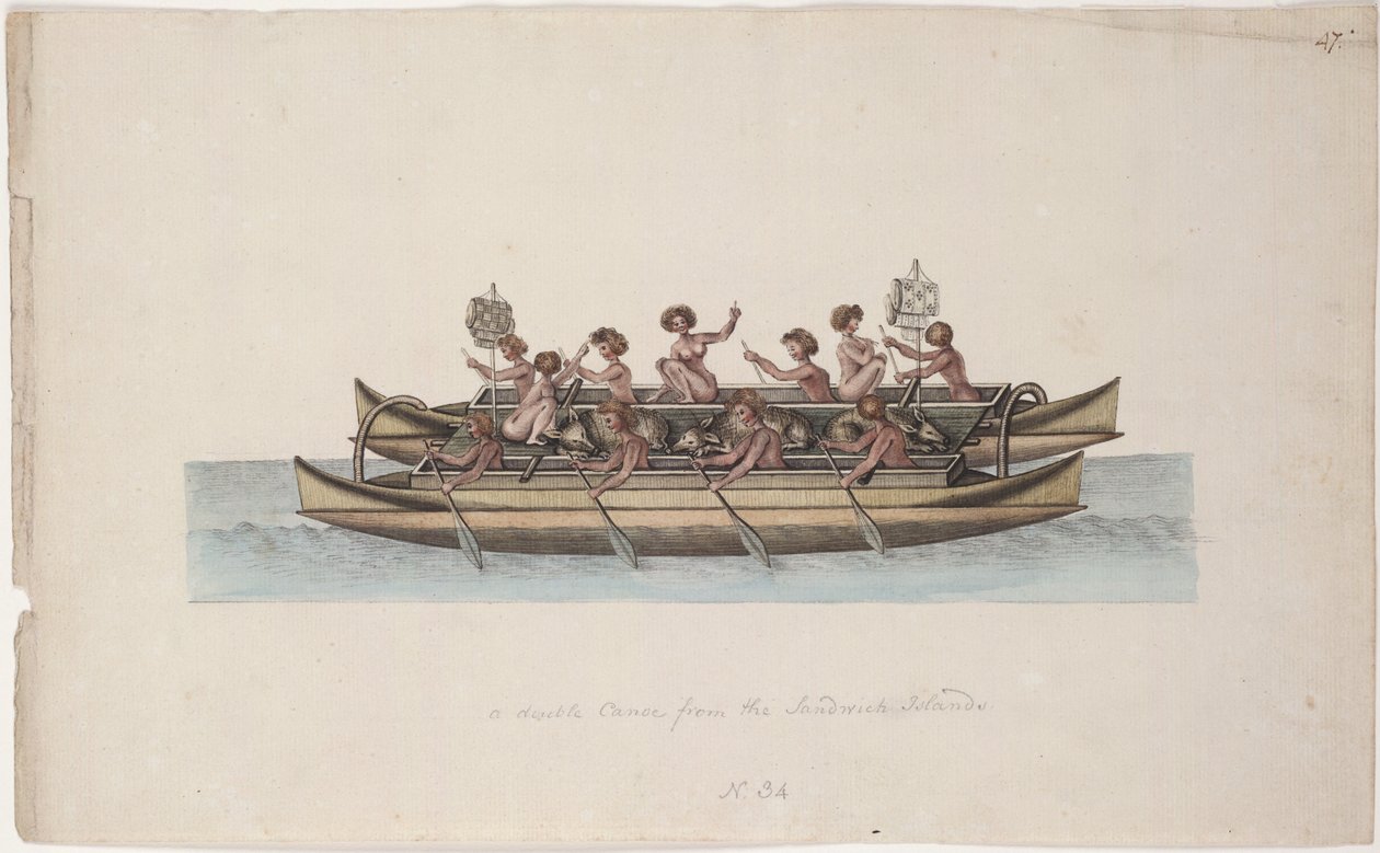 Hawaii çift kano by Sigismund Bacstrom