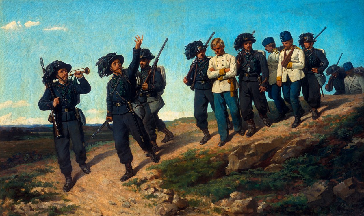 Mahkumlara liderlik eden gardiyanlar by Silvestro Lega