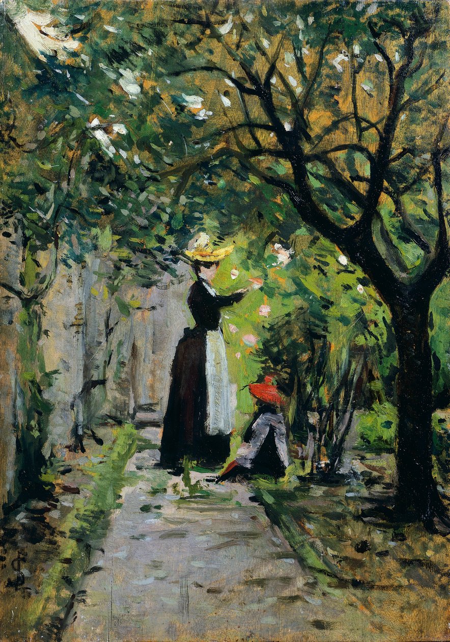 Gül bahçesinde, Silvestro Lega (1826-1895), pano üzeri yağlı boya, 36.5x25,5 cm by Silvestro Lega