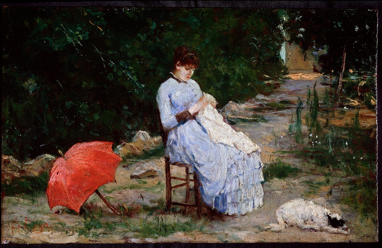 Bahçede - tuval üzerine yağlıboya by Silvestro Lega