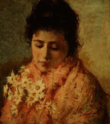 Bir Kadının Portresi (panel) by Silvestro Lega