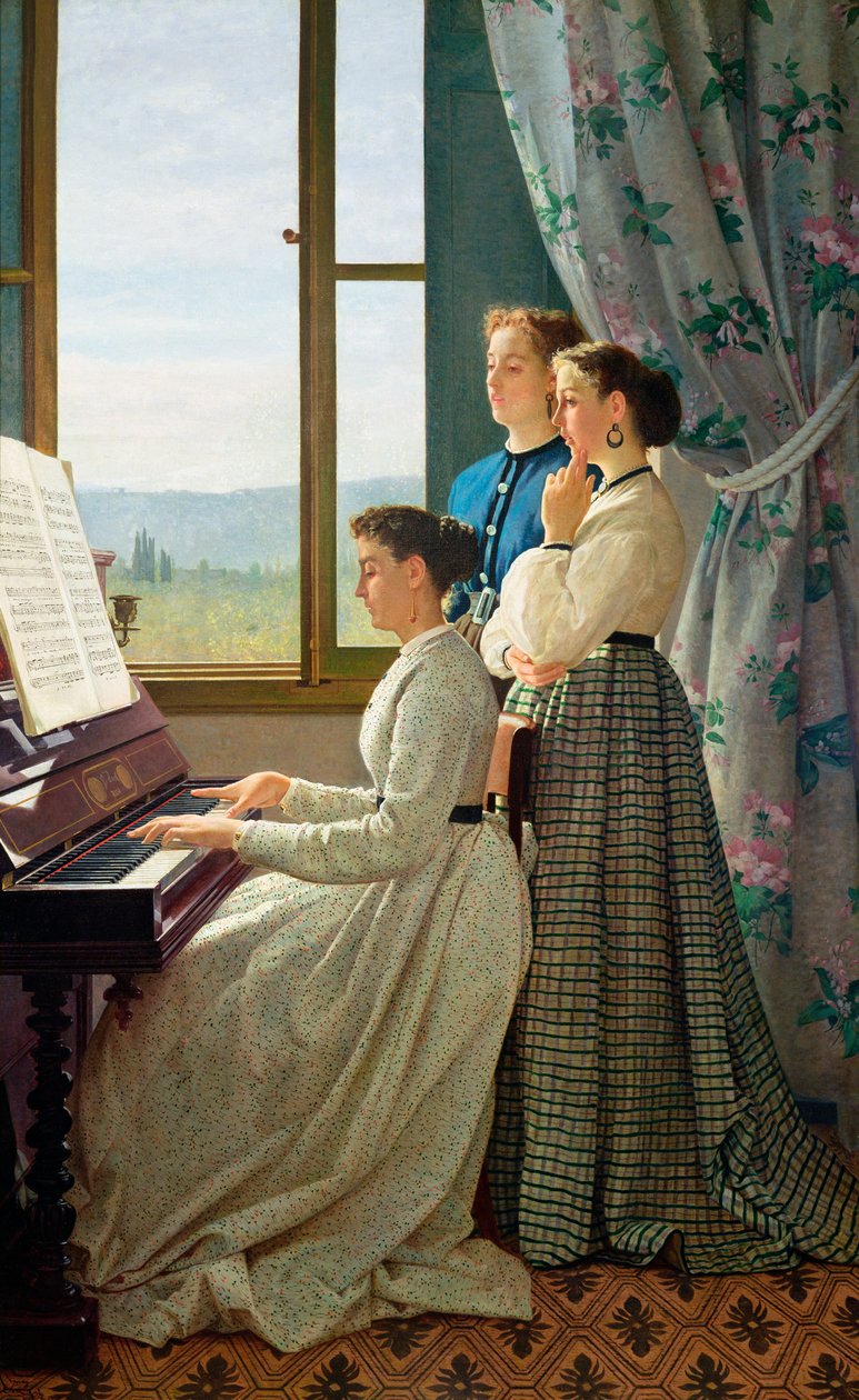 Halk Şarkısı (tuval üzerine yağlı boya) by Silvestro Lega