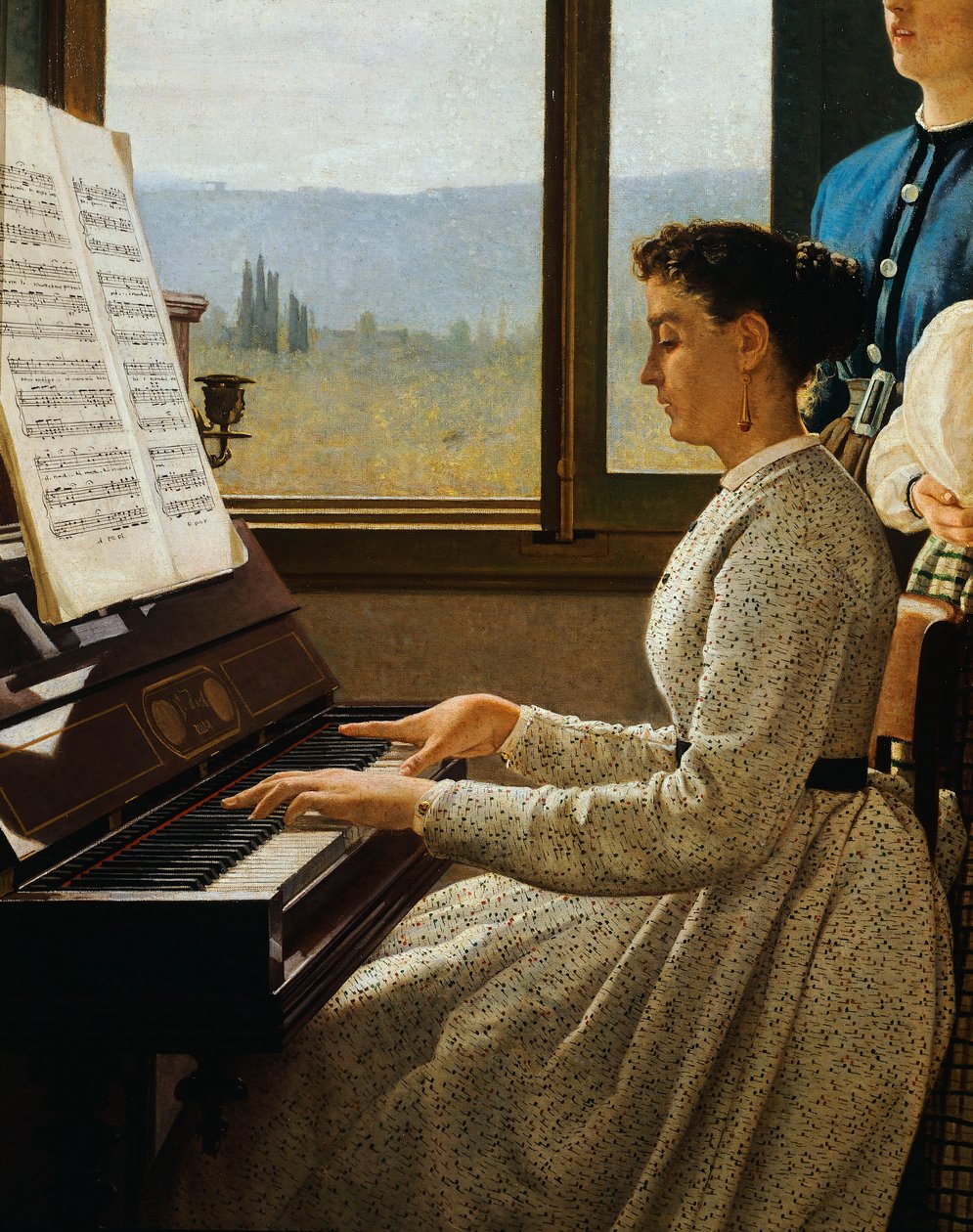 Sığırcık Şarkısı, Silvestro Lega (1826-1895), tuval üzerine yağlı boya, detay by Silvestro Lega