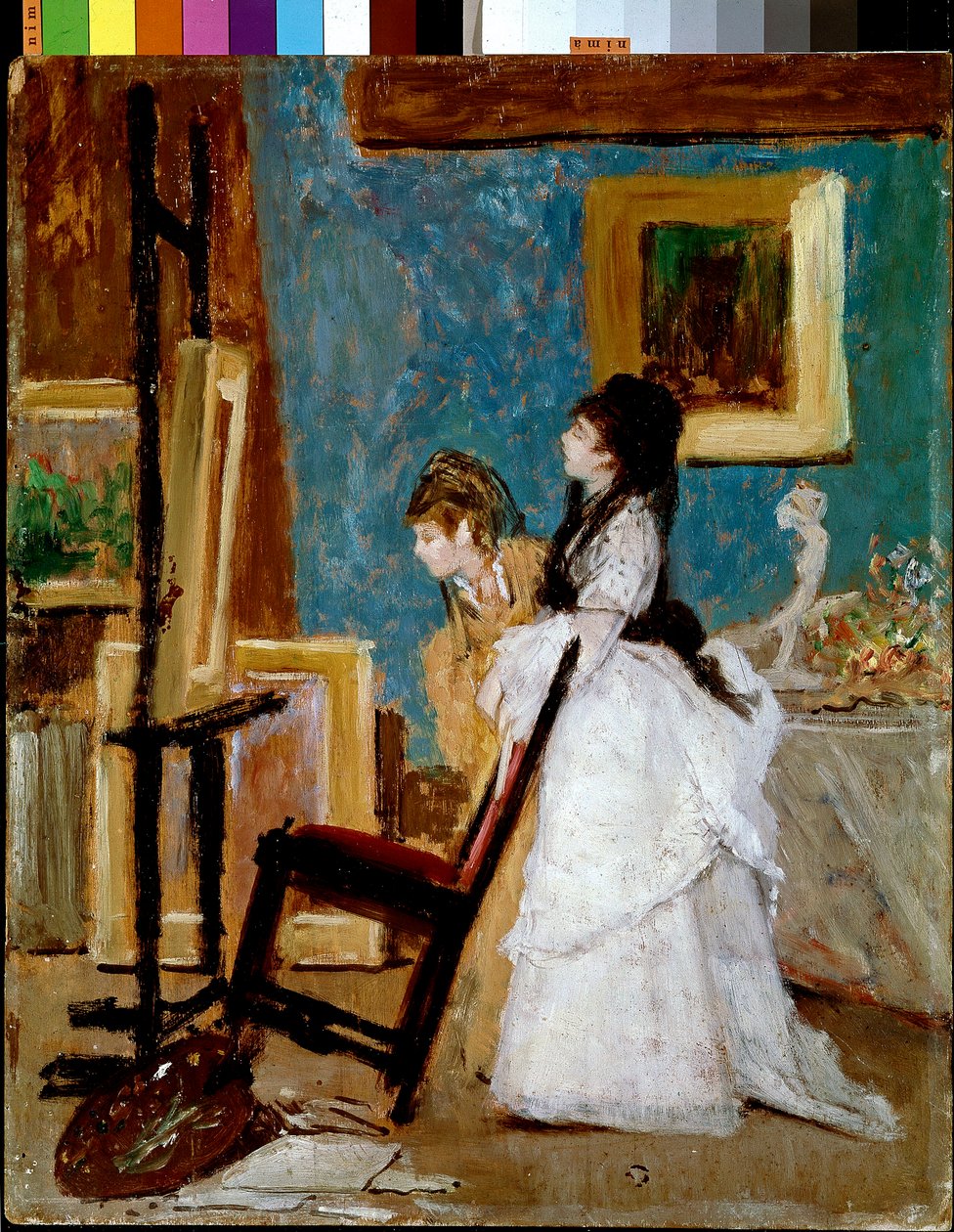Silvestro Lega tarafından resim stüdyosuna ziyaret by Silvestro Lega